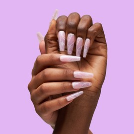 The Nailest - Instant Luxury Acrylic Press-on Nails-C-curve Long Coffin- Pink Quartz