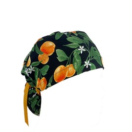 Ponytail Medical Scrub Cap - Blooming Lemons - Or Hats, Turn Up Ponytail Scrub Hats, Ponytail Scrub Hats, Bouffant, Scrub Hats for Women, Unisex Surgical Caps, Dr. Hats, Nurses Hats