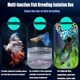 Breeder Box for Fish Tank, Plastic Aquarium Breeding Chamber, Floating Mesh Isolation Hatchery Incubator for Small Fish, Betta Shrimp Clownfish Guppy - Adjustable Nursery Tank Divider (Blue, Medium)