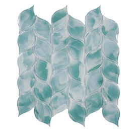 5 Sheets Ivy Glass Mosaic,Stick Tile for Kitchen Backsplash,Leaf Shape Mosaic for Home Décor