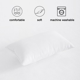 FLXXIE 2 Pack Microfiber Tiny Pillows, 11x7 Inches, Mini Pillows for Sleeping and Traveling, Washable Pillows, Soft Small Pillows Travel Pillows Nap Pillows, White