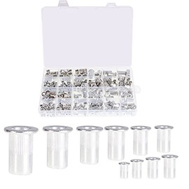 TINVHY 300-Pack Aluminum Rivet Nut Kit Rivnut Nutsert Assort 150-Pack SAE & 150-Pack Metric Rivet Nuts