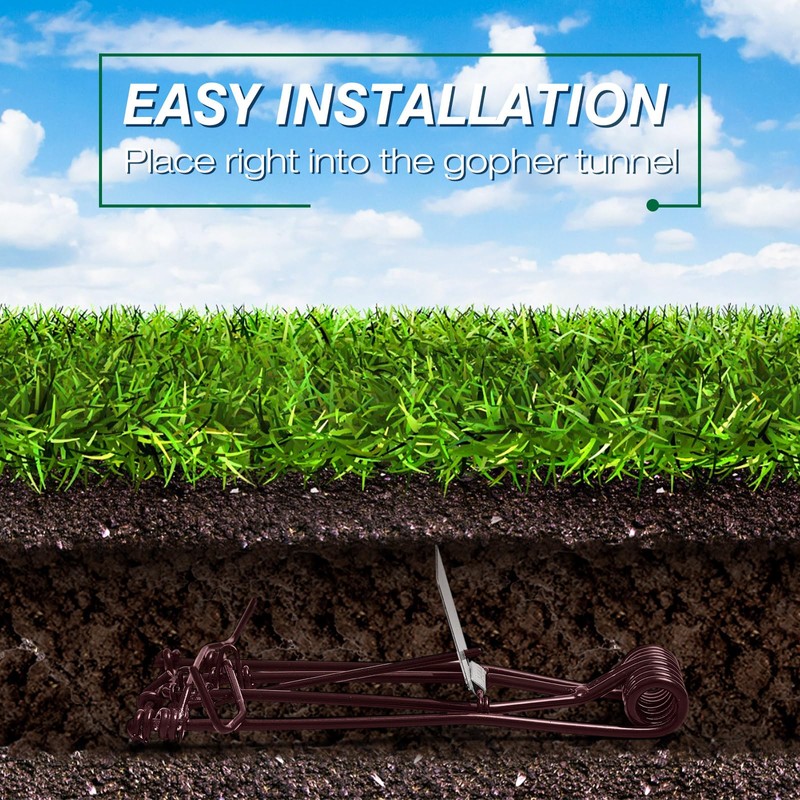 Qualirey 12 Pcs Outdoor Gopher Trap Easy Set Mole Trap