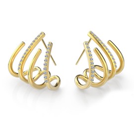 Emibele Stud Earrings, Sparkle Cubic Zirconia Earrings Claw Shaped Stud Earrings for Women Girls, Unique Jewelry Ear Cuffs Piercing Earrings Fashion Jewelry Accessories for Her, Gold