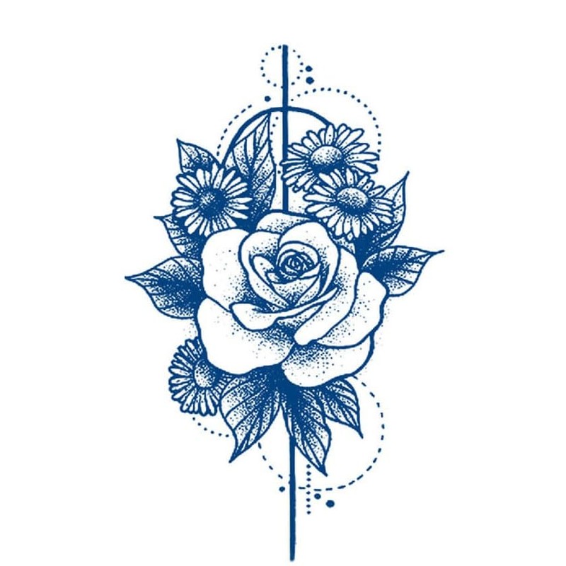 3 Blätter Temporäres Rose Tattoo Blumen Semi-Permanentes Tattoo Rosen Tattoo