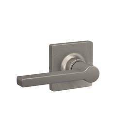 Lock Scout Straight Lever with Square Trim Hall and Closet Door Handle, Satin Nickel Finish