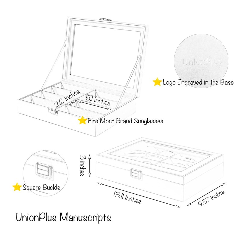 UnionPlus 8-Slots Sunglasses Case Organizer, Eyeglass Glasses Display Holder Collector,