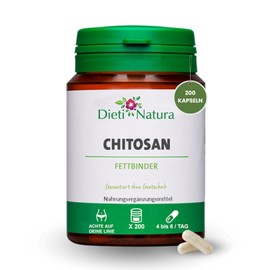 Chitosan 200 capsules by Dieti Natura. Made in France.