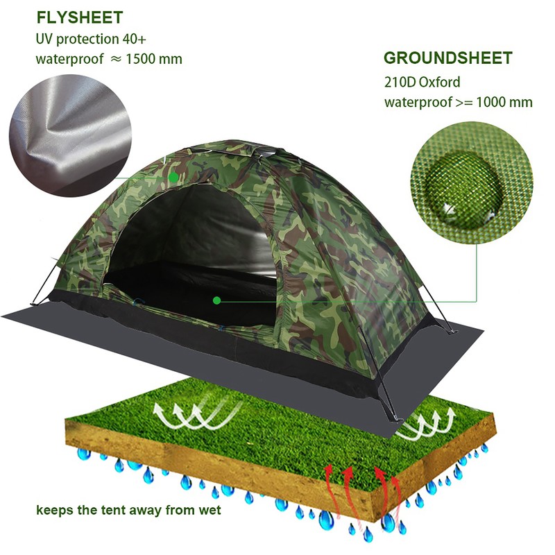 Outdoor Camouflage UV Protection Waterproof One Person Tent for Camping