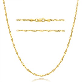 JUHEPROKIT Gold Necklaces 14K Gold Chain for Mens Necklace Singapore Chain with Delicate Twist Dainty Thin Necklace for Women (Length 20 Inches)