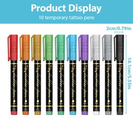 Tomedeks Temporäre Tattoo Markers for Skin, Tattoo stifte für die haut 10 Body Markers for Kids and Adults