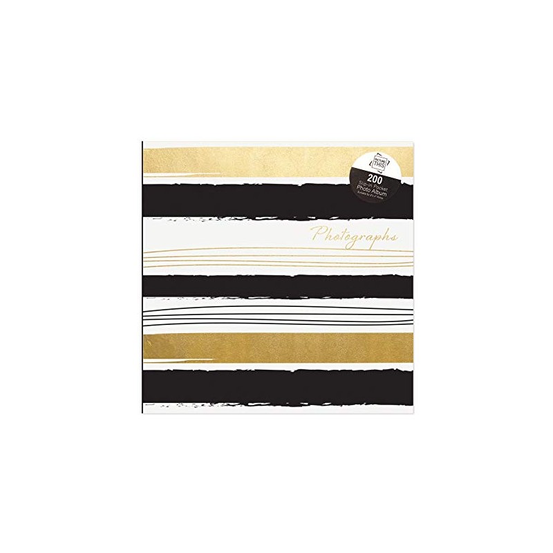 Tallon Black & Gold Stripes 6x4 Photo Album Memo Slip