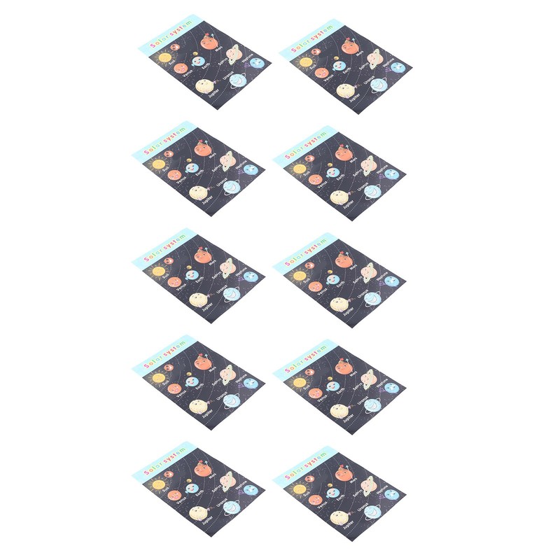 10pcs Children Cartoon Cute Solar System Poster Home School Planet