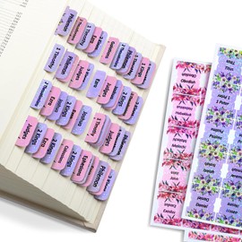Laminated Bible Tabs for Women Men, 160 Tabs Flowers Large Print Stickers, Easy Navigation for Study Bible Tabs, Bible Index Tabs