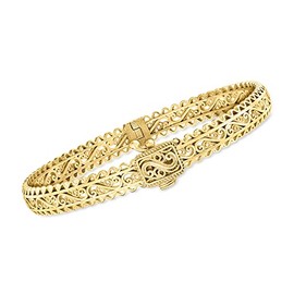 Ross-Simons 18kt Gold Over Sterling Filigree Bangle Bracelet. 7 inches