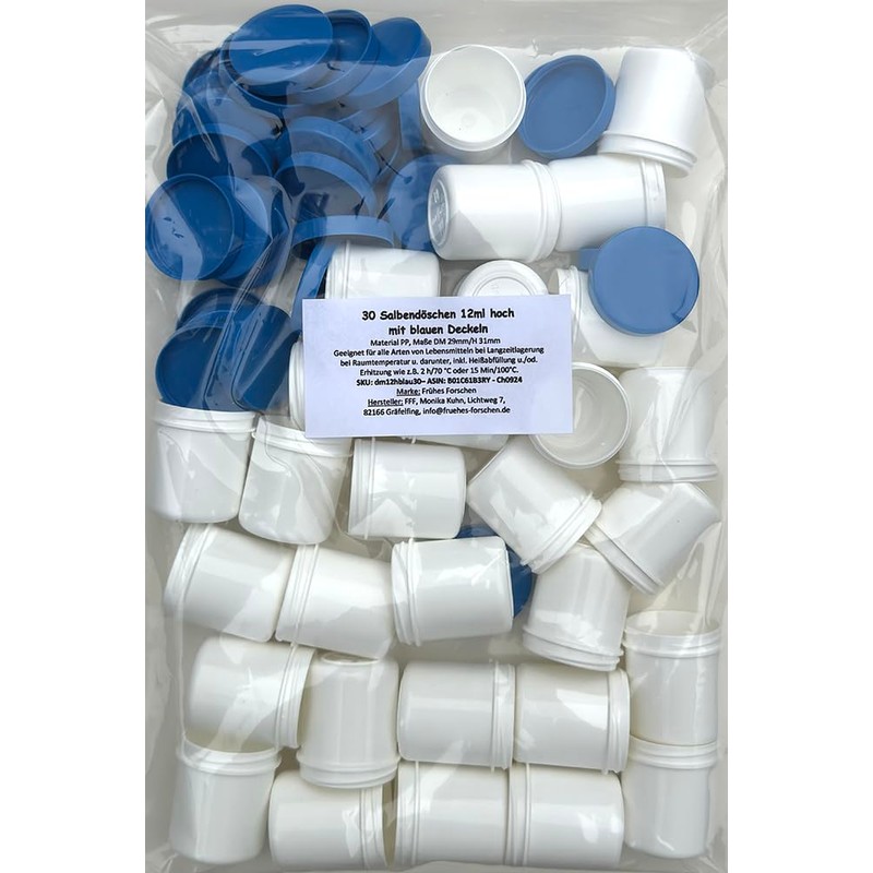 30 ointment containers, cream containers, ointment jars, high, 12 ml