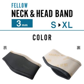 FELLOW Wet Neck & Headband, 0.1 inch (3 mm), Neck Warmer, Surfing, Thermal, Japanese Standard, Stretch, Skin, Cold Protection, Fleece-Lined, Black, L Size