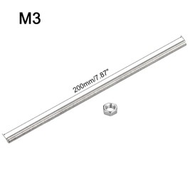 TA-VIGOR 2Pcs M3 x 200mm Fully Threaded Rod, 304 Stainless Steel Studding Rod Bar, Right Hand Threads Rods for Anchor Bolts, Clamps, Hangers and U-Bolts
