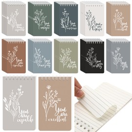 Motipuns 30 Pcs Small Inspirational Notebooks 3 x 5'' Mini Aesthetic Motivational Top Spiral Pocket Notepad Journal Employee Teacher Nursing Appreciation Gift EMS CNA Gifts, 32 Pages/Per