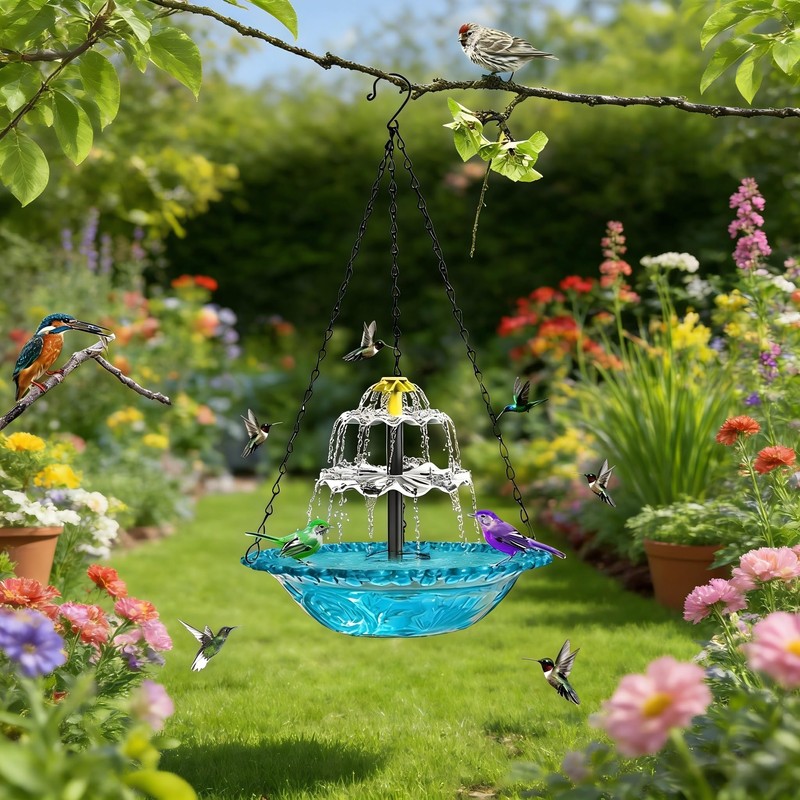 Solar Cascade Hanging Bird Bath Fountain,Solar Hanging Bird Bath Fountain,Solar