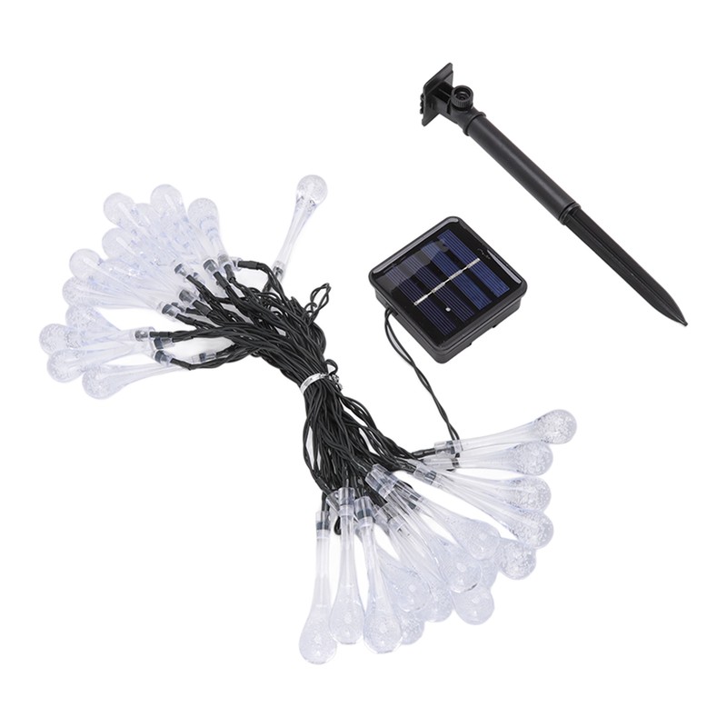 Solar Water Drop String Lights 21 Feet 30 LEDs Waterproof