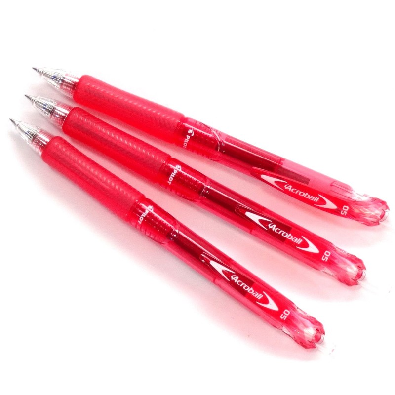 Pilot Acroball Knock Ballpoint Pen, 0.5mm, Red(BAB-15EF-RR), 3 pens per