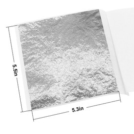 Imitation Silver Foil Leaf Sheets 100 Sheets Metal Leaf Papers Craft Sheets for Arts Painting Gilding Crafts Picture Frames Home Walls Furniture Decorations Arts Project, 8x8.5cm (Silver)