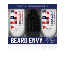 Billy Jealousy USA Beard Envy Facial Hair Refining Kit - with Beard Wash Beard Control and Boar Bristle Brush for Clean, Hydrated, Soft, Tamed Unruly Mane
