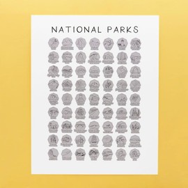 Jetsettermaps US National Parks Bucket List Scratch Print - Scratch off which national parks you've visited - adventure, hiking, camping, RV home decor wall hanging - Size: 11x14", Scratch off color: Gold
