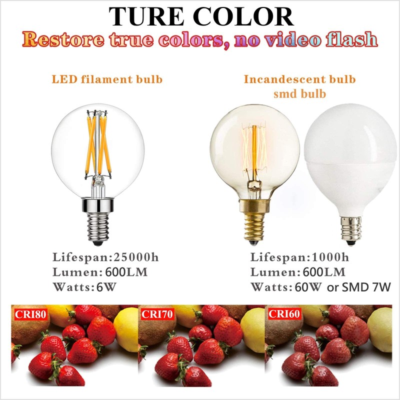 LiteHistory e12 led dimmable g16.5 Light Bulb 6W Equal 60