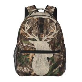 VAIAOH Camo Deer Laptop Backpack, 15.6" Lightweight Hiking Backpack Travel Outdoor Business Casual Daypack for Work College