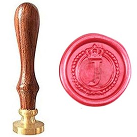 MDLG Vintage Alphabet Letter J Crown Wreath Initial Embossment Wedding Invitations Gift Cards Wax Seal Stamp Stationary Sealing Wax Stamp Wood Handel Set