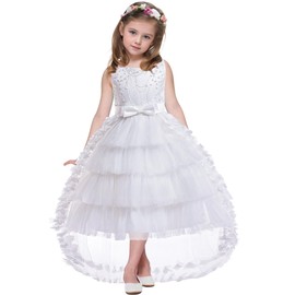 VORLITS Flower Dress Elegant Party Gowns Sleeveless Tutu Tulle High Low Pageant Dress Wedding Party