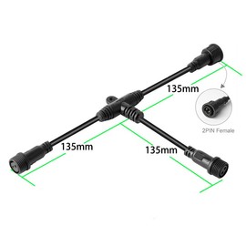 dstfuy 2pin Waterproof Connector,IP68 2 Core 2 pin T Shape Tee Connector,with 16WAG 1 Male Ends 2 Female End,LED Extension Cable for Car,Boat,Indoor/Outdoor LED Strip Lights.