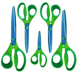 KUONIIY Scissors,Scissors All Purpose Heavy Duty Blue Titanium Plated with Sharp Stainless Steel Blades,Comfort Grip Handles,Multipurpose Scissors for School Home Office Art Craft Sewing,5 Pack