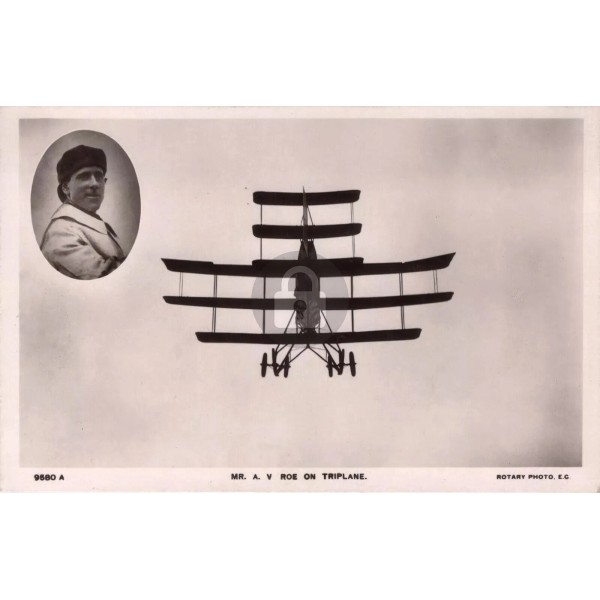 Av Roe on Triplane Aviation Flying Planes Pilot RPPC Photo