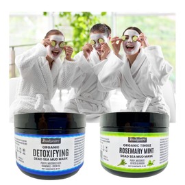 ibodycare Dead Sea Mud Mask Bundle for Cleansing Face and Body, Clean Pores, Purify, Moisturize with Kaolin Clay, Green Tea, Bentonite Clay (Rosemary Mint)