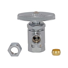 Eastman 10809LF, Chrome Multi-Turn Angle Stop Valve with Brass Stem 1/2 inch FIP x 3/8 inch OD Comp