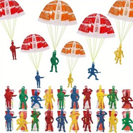 10/100pcs Parachute Toys for Kid, Army Men Action Figures Hand Throwing Kids Outdoor Games Toys,  Idea Unique Boy Girl Gift - Color: RD, Size: 100PCS
