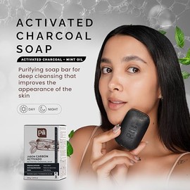 Pili Natural Pili Barras de jabn de carbn activado natural con menta (3 unidades) para rostro y cuerpo desintoxicantes naturales. Para todas las...   