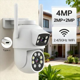 4MP High Definition Dual Lens Dual Views Wireless Smart Home Security Camera with Two Way Audio Pan Tilt FunctionNetwork: Wi-Fi, Resolution: 1920P