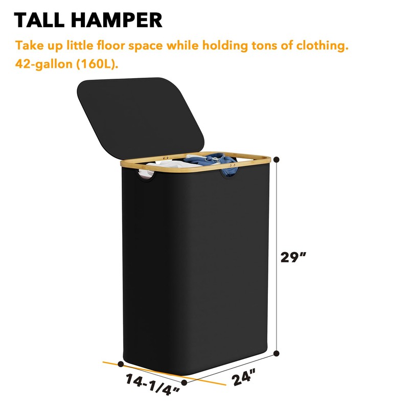 SpaceAid Laundry Hamper with Lid 2 Section, 160L Clothes Basket