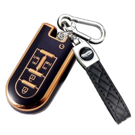 YANMW Key Case Compatible Toyota Daihatsu Tank Rumi Key Cover Tanto Custom Wake New Move Canvas Move Custom Smart Key Case, Black