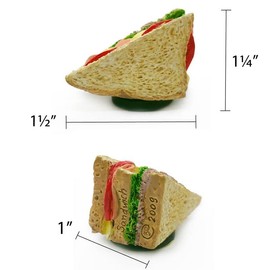 WitnyStore Tiny 1½" Ham Tuna Sandwich Magnet - Miniature Hand Made Painted Resin 3D Fast Foods Decorative Refrigerator Fridge Magnets Magnetic Board Kitchen Décor Collectible Souvenir Gifts