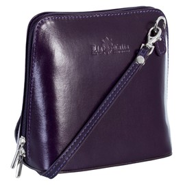 LiaTalia Genuine Italian Leather Womens Cross body Mini Shoulder Bag Handbag - ABBY (Deep Purple)