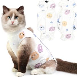 Hpetppy Cat Recovery Suit for Spay Abdominal Wounds, Breathable Cat Onesie for Cats After Surgery Female, Kitten Surgical Recovery Suit Female Cone of Shame Alternative for Cats Anti Licking