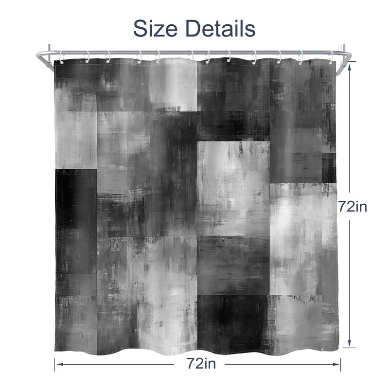 AMBZEK Grey Patchwork Shower Curtain - Modern Black and White
