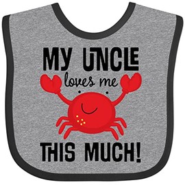 inktastic Uncle Loves Me Childs Crab Baby Bib Heather and Black 2aacf