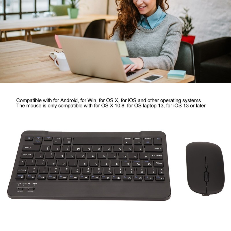Wireless Keyboard Mouse 2.4G Bluetooth Dual Mode Rechargeable Portable External