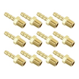 QUARKZMAN Brass Hose Barb 2 Pieces 3/16 Inch Barb x 1/8 Inch NPT Male Brass Hose Barb for Water Fuel Air